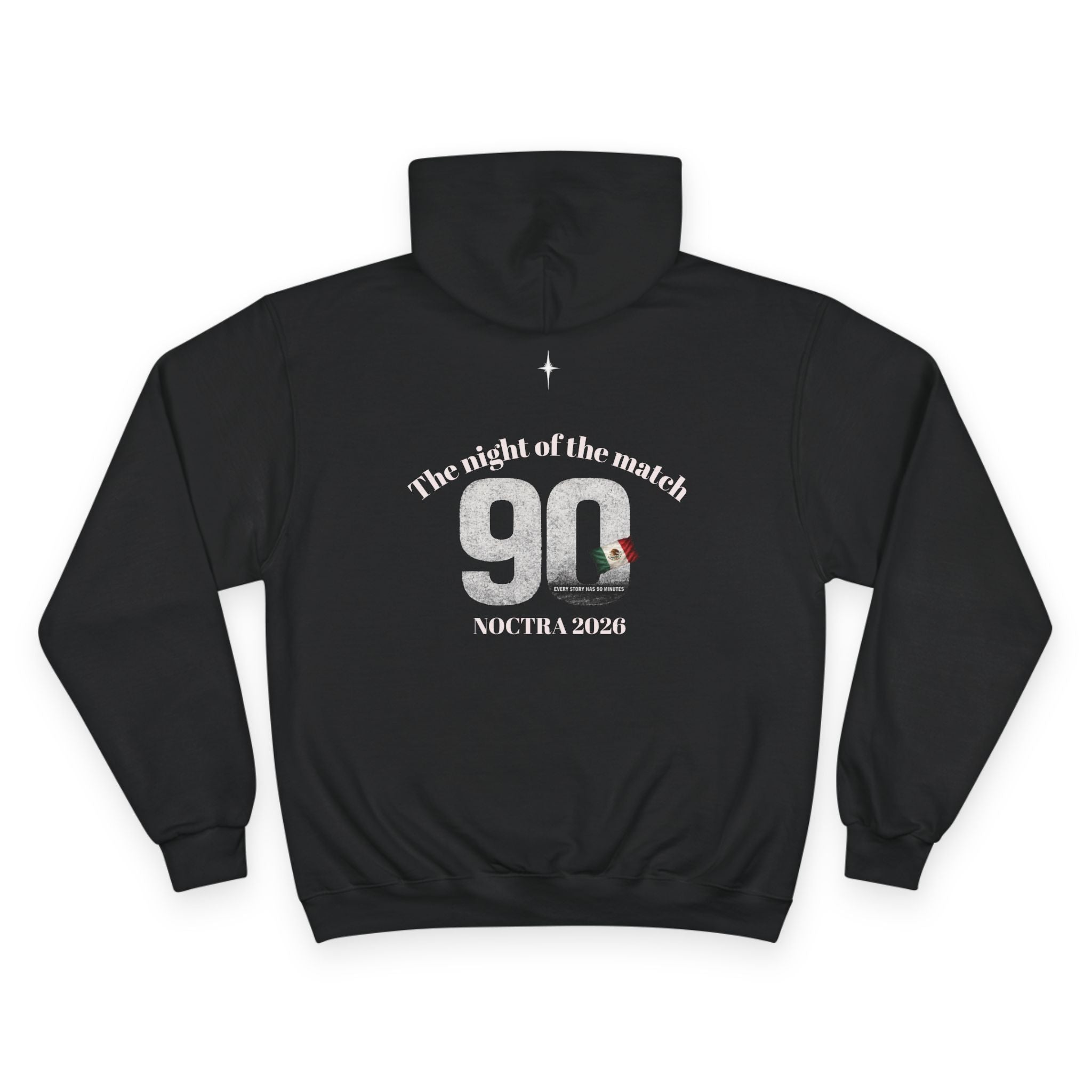 Champion Hoodie — 'The Night of the Match' 90 Soccer Hoodie (Mexico Flag, Noctra 2026)