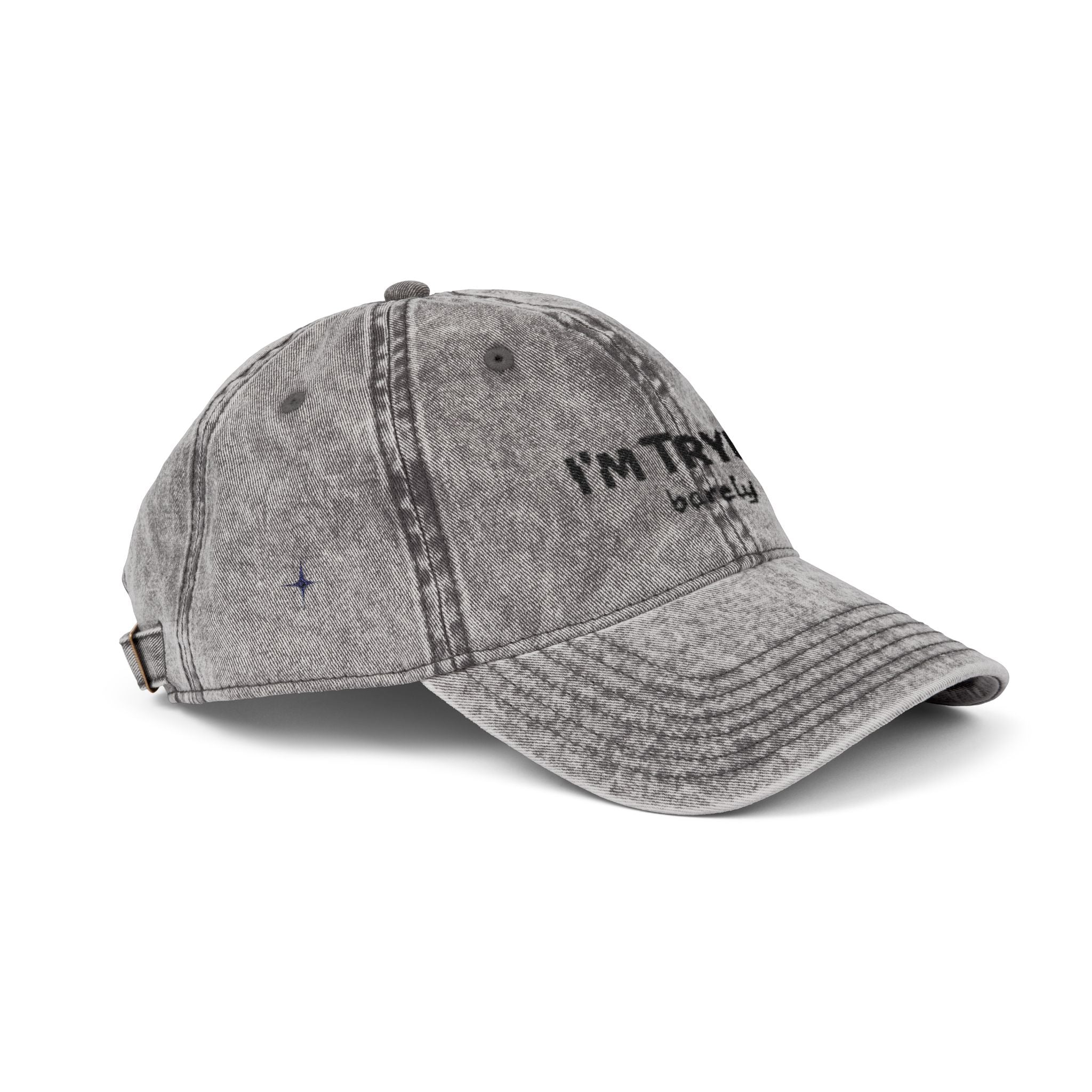 Vintage Embroidered Cap - "I'M TRYING" Washed Dad Hat