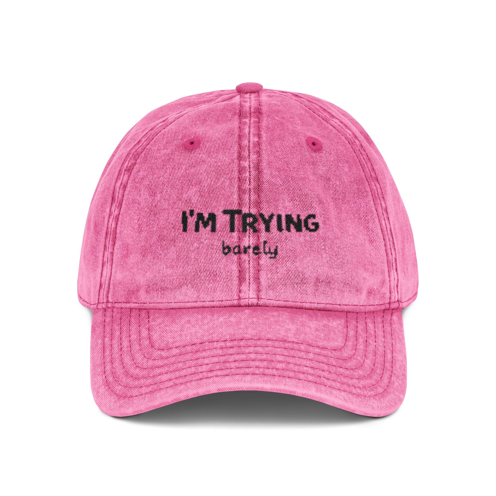 Vintage Embroidered Cap - "I'M TRYING" Washed Dad Hat