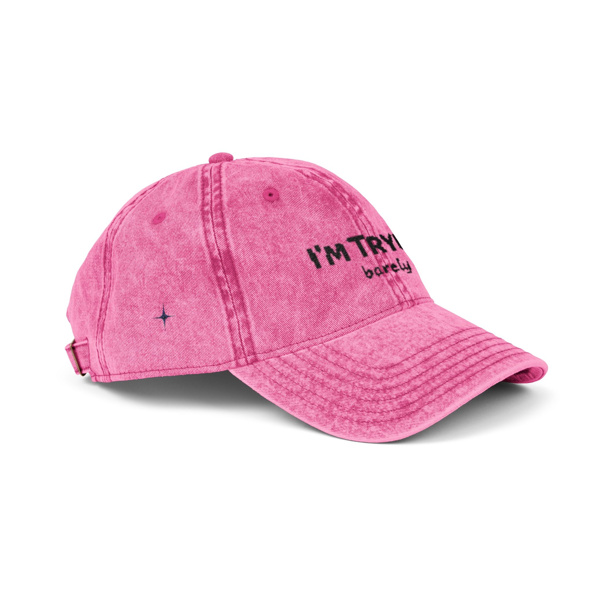 Vintage Embroidered Cap - "I'M TRYING" Washed Dad Hat